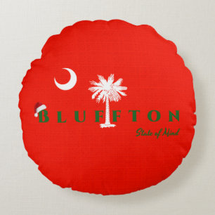 Coussins Ronds Bluffton État d'esprit Noël Vacances Rouge Vert