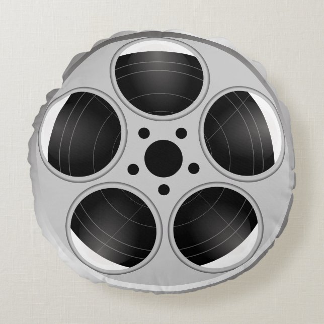 COUSSINS RONDS BOBINE DE FILM NOIRE ET BLANCHE (Devant)