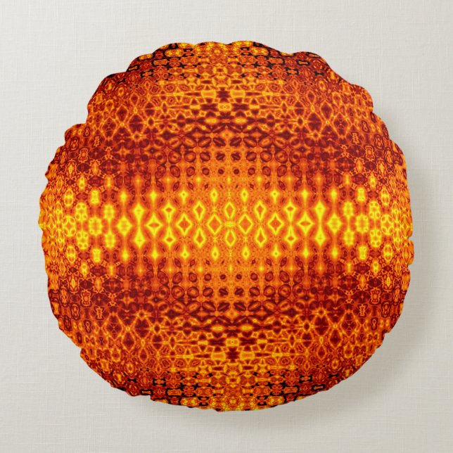 Coussins Ronds Boho brûlé orange lancer autour des coussins. (Devant)