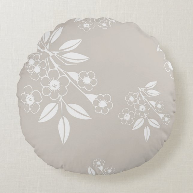 Coussins Ronds Boho Chic Floral Motif esthétique (Devant)