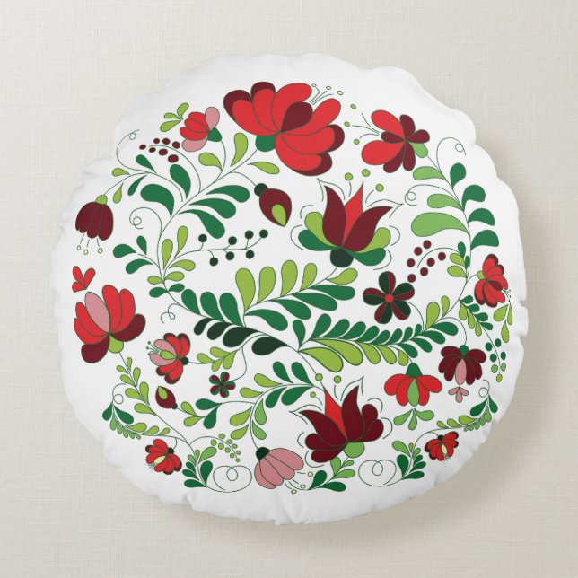 Coussins Ronds Boho Folk Floral Matyo (Devant)