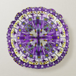 Coussins Ronds Boho Mosaic Tuile Violette -