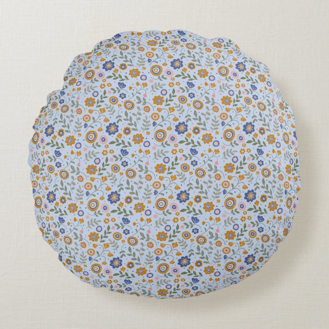 Coussins Ronds Boho motif 01,w Lblue BG (Devant)