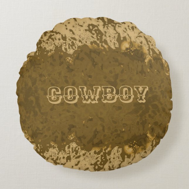 Coussins Ronds Boho Rustique Conception de Cowboy (Devant)