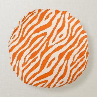 Coussins Ronds Bold Orange Tiger Stripe Pattern