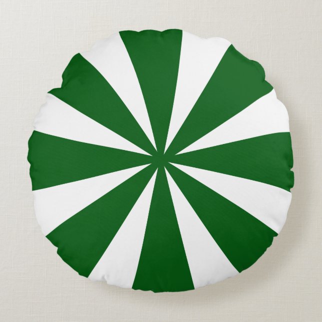 Coussins Ronds Bonbon de menthe verte et blanche. (Devant)