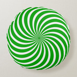 Coussins Ronds Bonbons de Noël au poivre vert et blanc