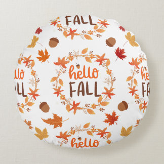 Coussins Ronds Bonjour Automne Feuilles de Motif sans couture