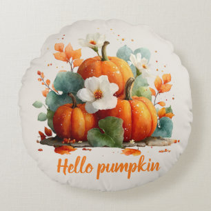 Coussins Ronds Bonjour Citrouille Automne Floral Design