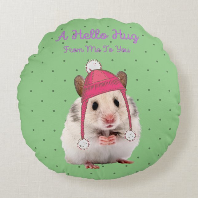 Coussins Ronds Bonjour Hug Hamster (Devant)