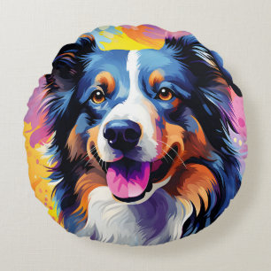 Coussins Ronds Bonne aquarelle Sunny Puppy