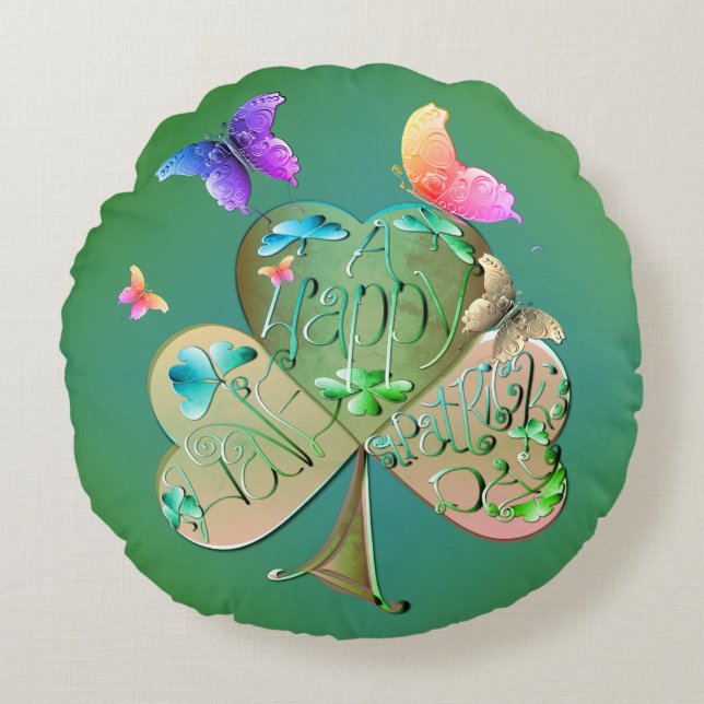 Coussins Ronds "Bonne St. Patrick's "Shamrock" (Devant)