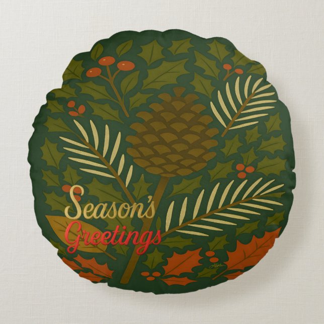 Coussins Ronds Bonnes Fêtes d'automne et d'hiver (Devant)