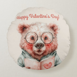 Coussins Ronds Bookish Bear Valentine`s Day