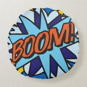 Coussins Ronds BOOM ZOOM Drôle Cool Moderne Style Bande Dessinée