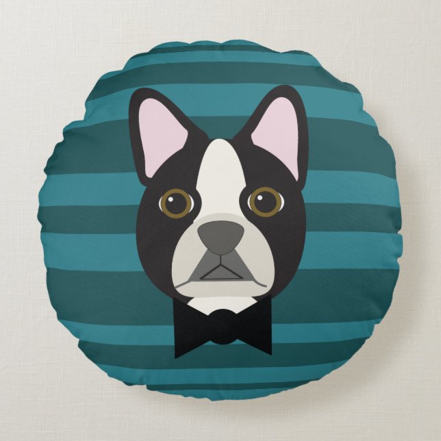 Coussins Ronds Boston Terrier (Devant)
