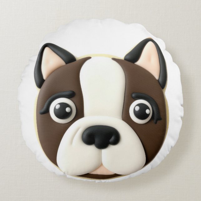 Coussins Ronds Boston Terrier Dog 3D inspiré (Devant)