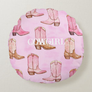 Coussins Ronds Bottes pour fille rose Tan Anniversaire