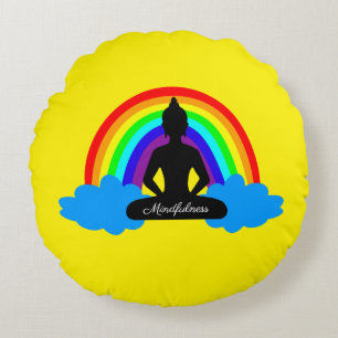 Coussins Ronds Bouddha Arc-en-ciel & Mindfult Yoga /méditation