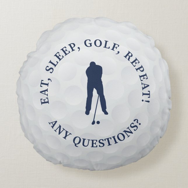 Coussins Ronds Boule de golf Custom Homme Golfer Silhouette Cute  (Devant)