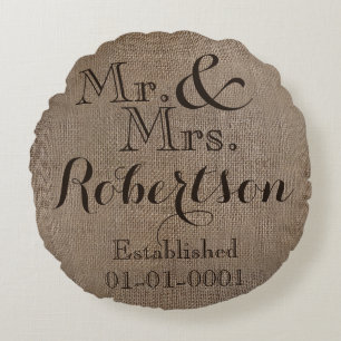 Coussins Ronds Boule-Look Rustique Mariage personnalisable