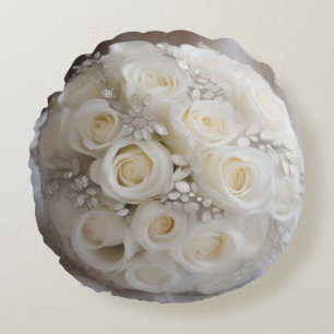 Coussins Ronds Boule Topiacée Mariage Blanche Avec Étincelle,