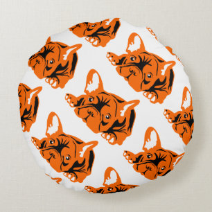 Coussins Ronds Bouledogue français orange