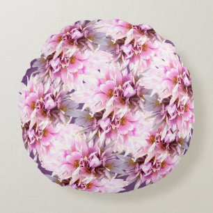 Coussins Ronds Bouquet de fleurs de crocus roses