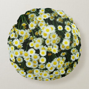Coussins Ronds Boutons de fleurs de marguerite délicate jaune, 