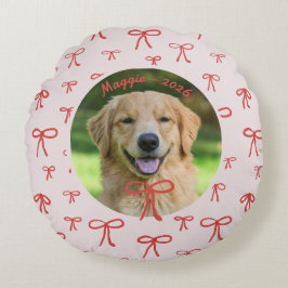 Coussins Ronds Bow Pattern Personalized Pet Photo Pillow