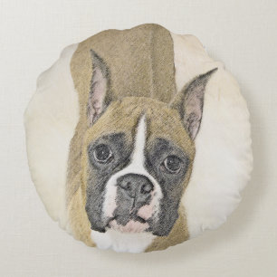 Coussins Ronds Boxer Peinture - Cute Original Chien Art