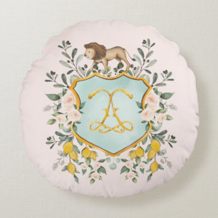 Coussins Ronds Branche d'olive sicilienne Lemon Roses Lion Baby G