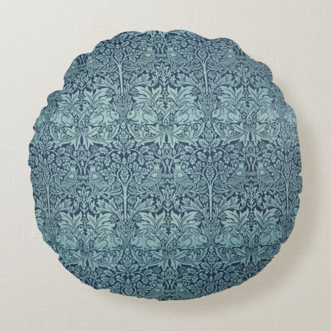 Coussins Ronds Brer Rabbit par William Morris Motif de textile bl (Devant)