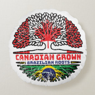 Coussins Ronds Brésil Brésil Canada Drapeau des racines de l'arbr