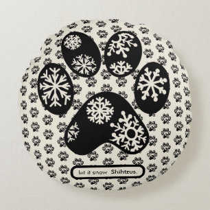 Coussins Ronds BREVET DE Noël Paw Snowflake sur mesure