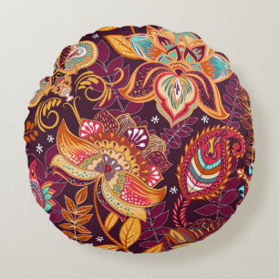 Coussins Ronds Bright seamless pattern in paisley style. Colorful