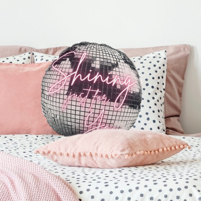 Coussins Ronds Brillant Juste Pour Vous Mirror Ball Disco (Shining Just For You Mirror Ball Disco Round Pillow)