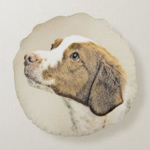 Coussins Ronds Brittany Peinture - Cute Original Chien Art