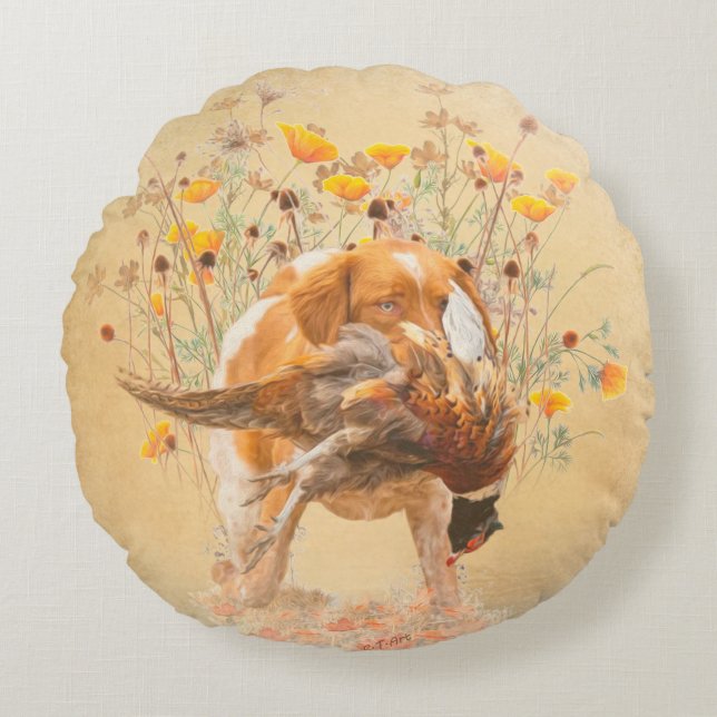 Coussins Ronds Brittany Spaniel, Chasse Pheasant Coffee Mug T-Sh (Devant)