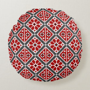 Coussins Ronds Broderie Ethnique Slave, Traditionnelle Balkanique