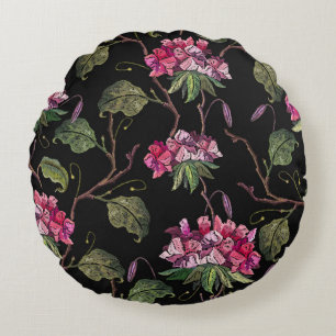 Coussins Ronds Broderie fleurs de géranium sans couture motif