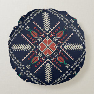 Coussins Ronds Broderie palestinienne : Conception Motif traditio
