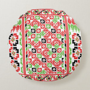 Coussins Ronds Broderie palestinienne Tatreez design imprimé