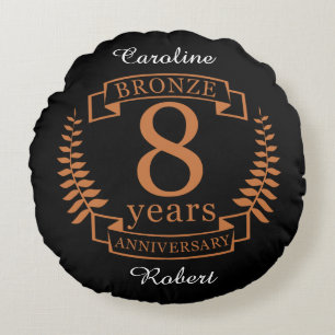 Coussins Ronds Bronze huitième anniversaire mariage 8 ans