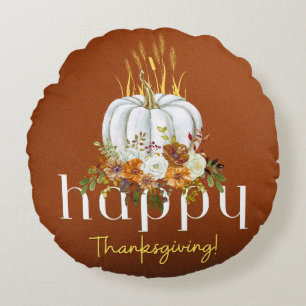 Coussins Ronds Brown Bon thanksgiving Rustique Citrouille Floral