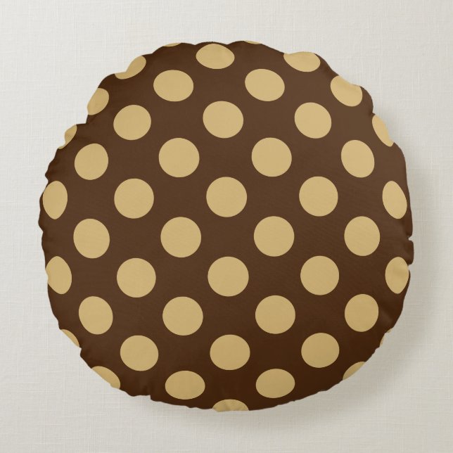 Coussins Ronds Brown Et Beige Dotée (Devant)