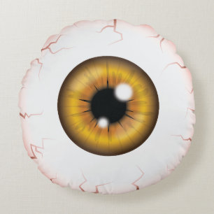 Coussins Ronds Brown Iris Eyeball Effrayant Saigné Halloween Oeil