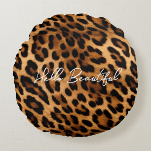 Coussins Ronds Brown Poster de animal Leopard