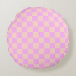 Coussins Ronds Bubblegum Moderne et Damier Pêche