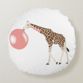 Coussins Ronds Bulle de gomme Giraffe soufflante bulle